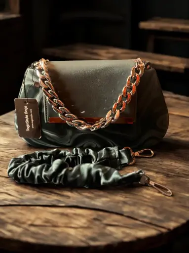 Swirl Pattern Flap Bag with Dual Straps